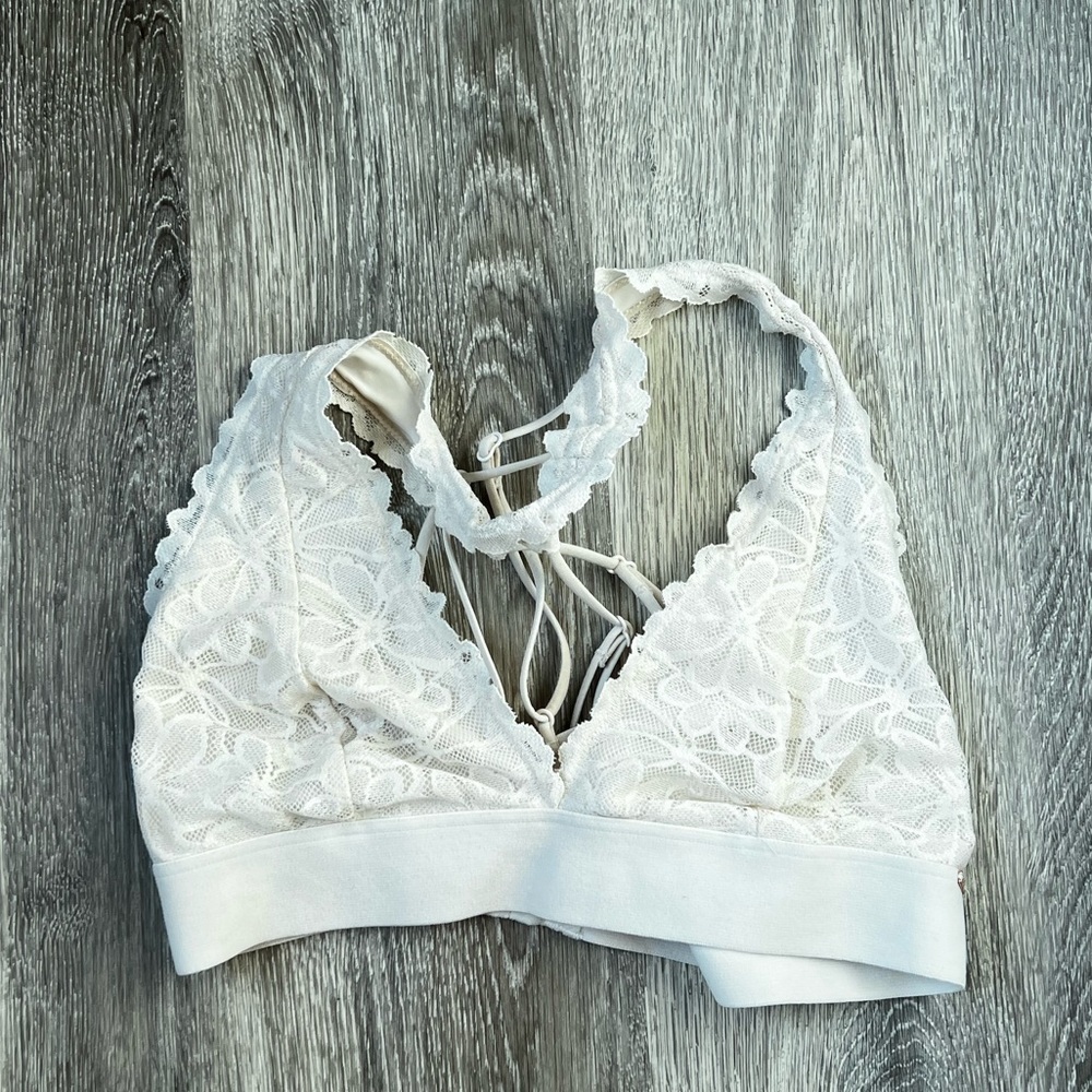 White Victoria’s Secret lace bralette